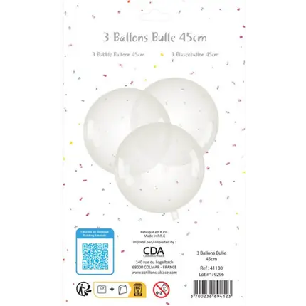 Bola de burbujas transparente ø45cm - Set de 3