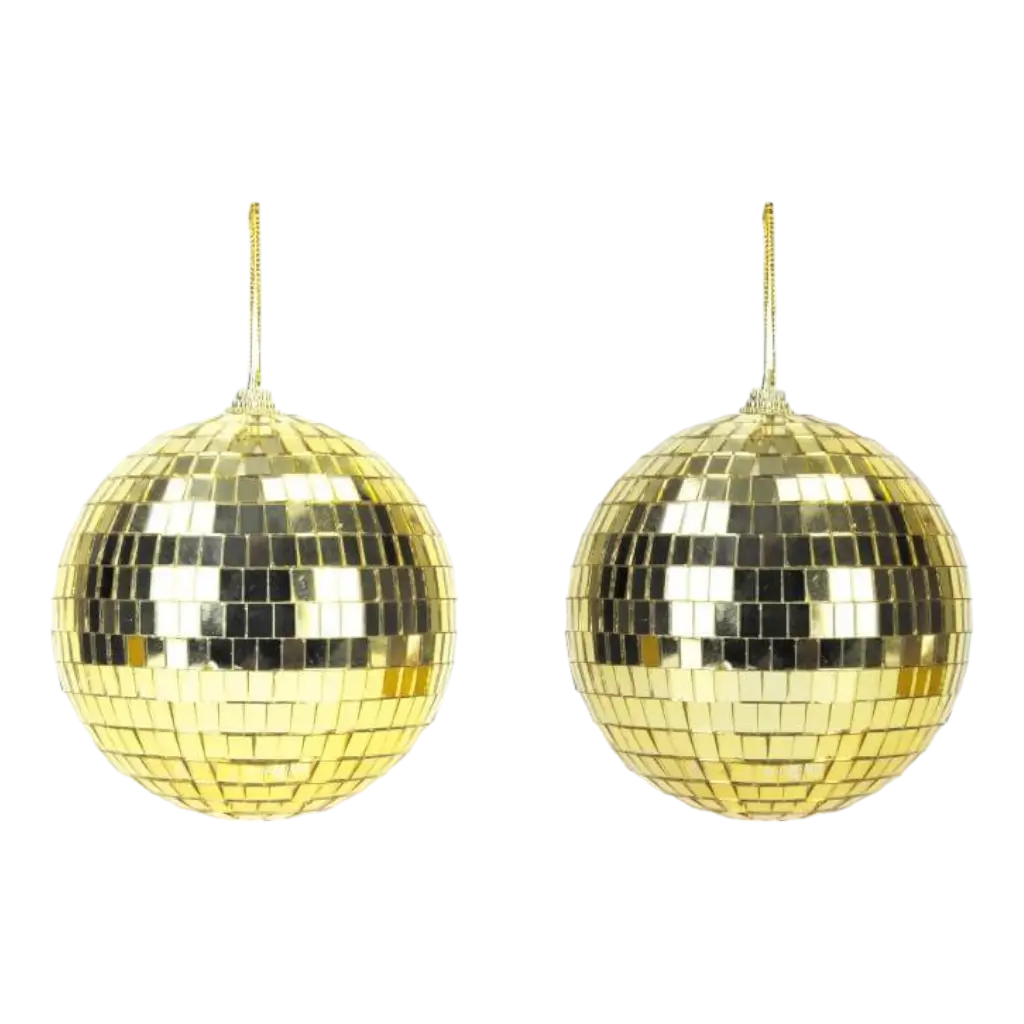 Juego de 2 Bolas Facetadas Disco Oro - 10cm