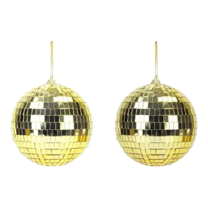 Juego de 2 Bolas Facetadas Disco Oro - 10cm