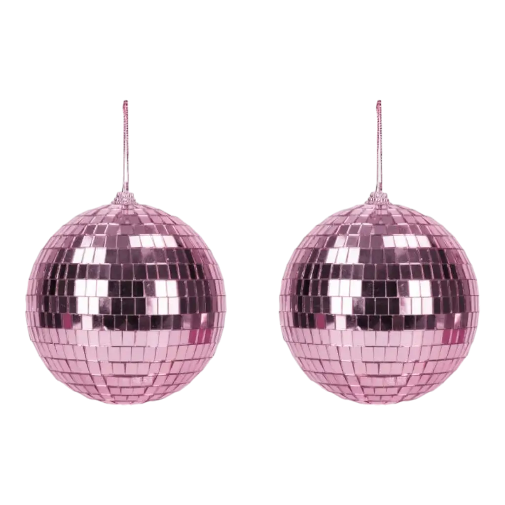 Juego de 2 Bolas Facetadas Disco Rosa - 10cm