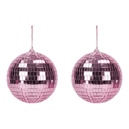 Juego de 2 Bolas Facetadas Disco Rosa - 10cm