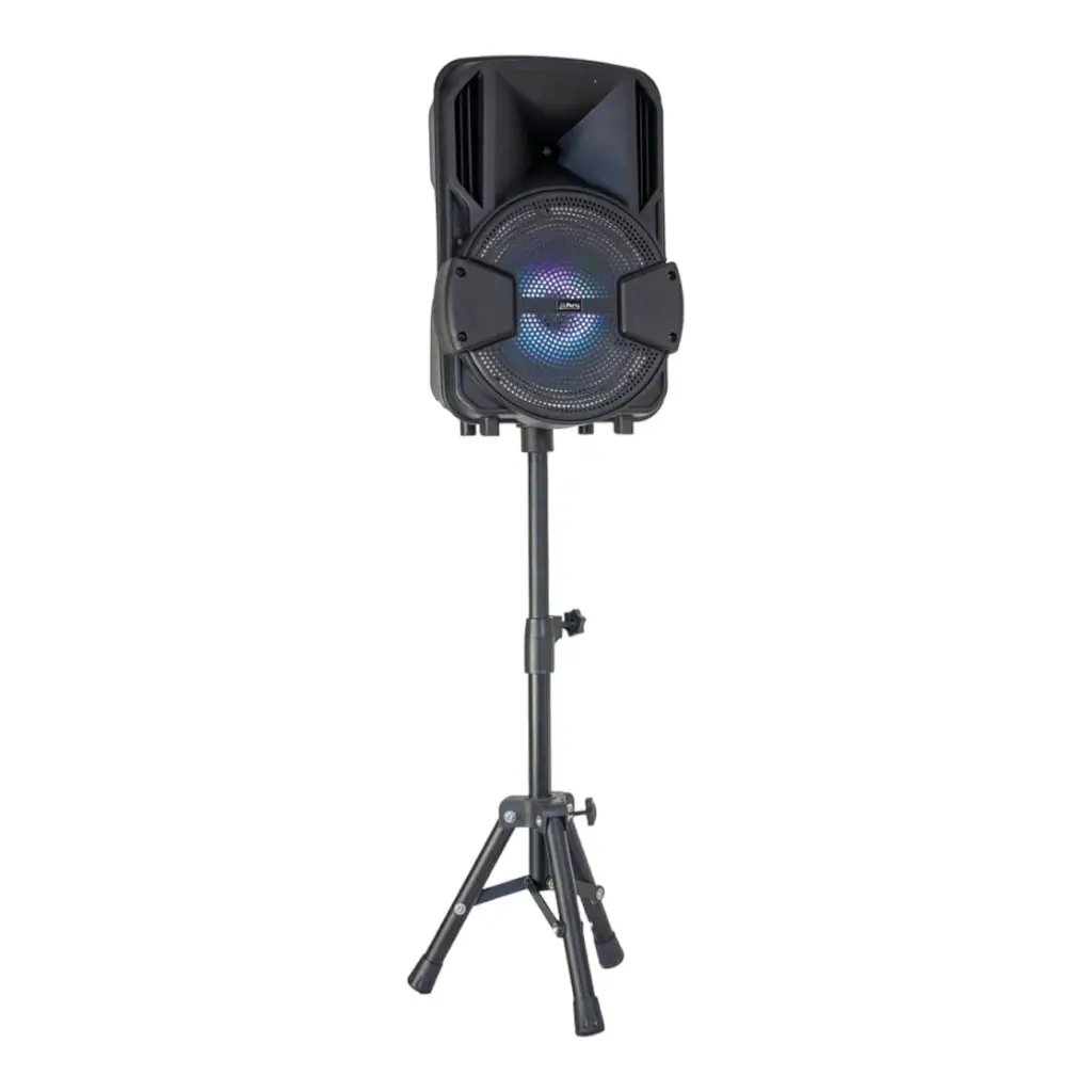 PARTY-MOBILE Altavoz con luz y sonido de 8" con soporte y micrófono