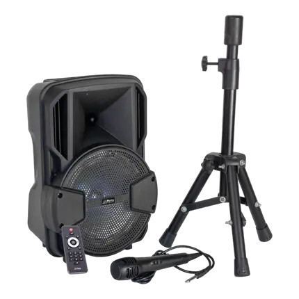 PARTY-MOBILE Altavoz con luz y sonido de 8 con soporte y micrófono