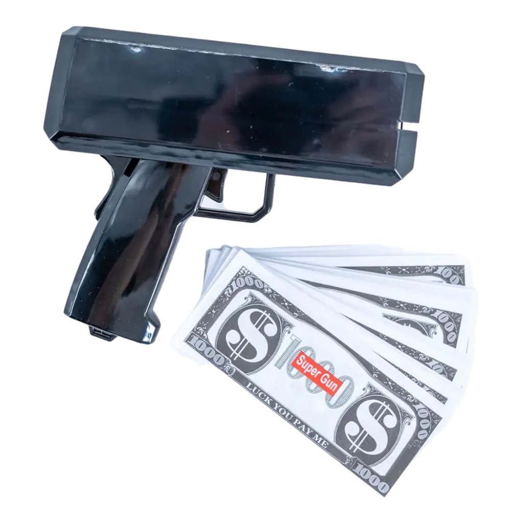 Pistola para billetes - Negra - 100 billetes falsos incluidos
