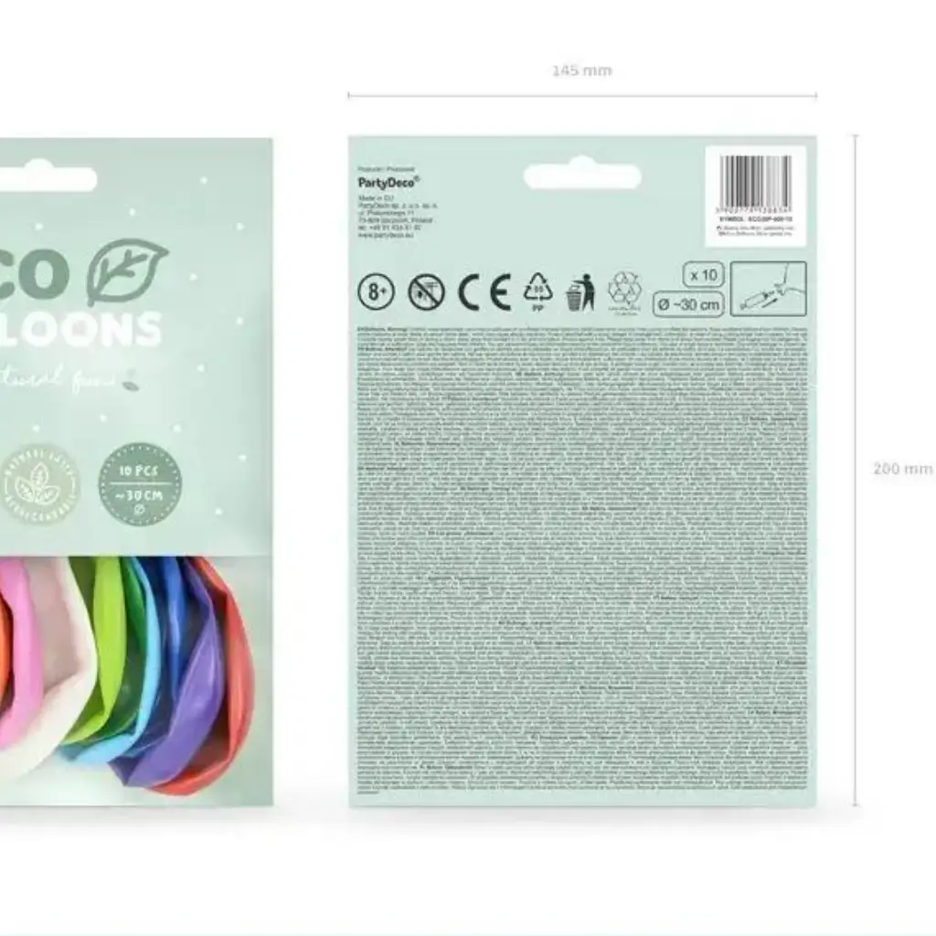 Paquete de 10 globos biodegradables multicolores