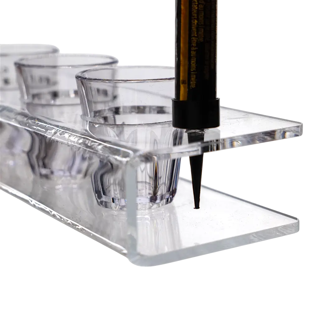 Bandeja transparente para vaso de chupito