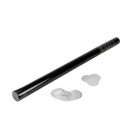 Cañón manual redondo de confeti de 80 cm - Blanco