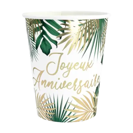 Vaso Cumpleaños Tropical - Lote de 6