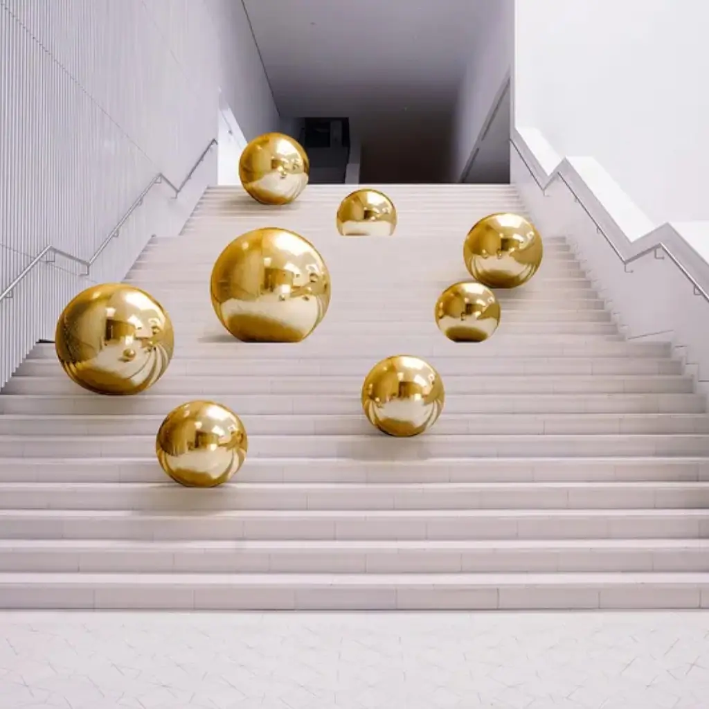 Bola de espejos hinchable reutilizable Oro 120cm
