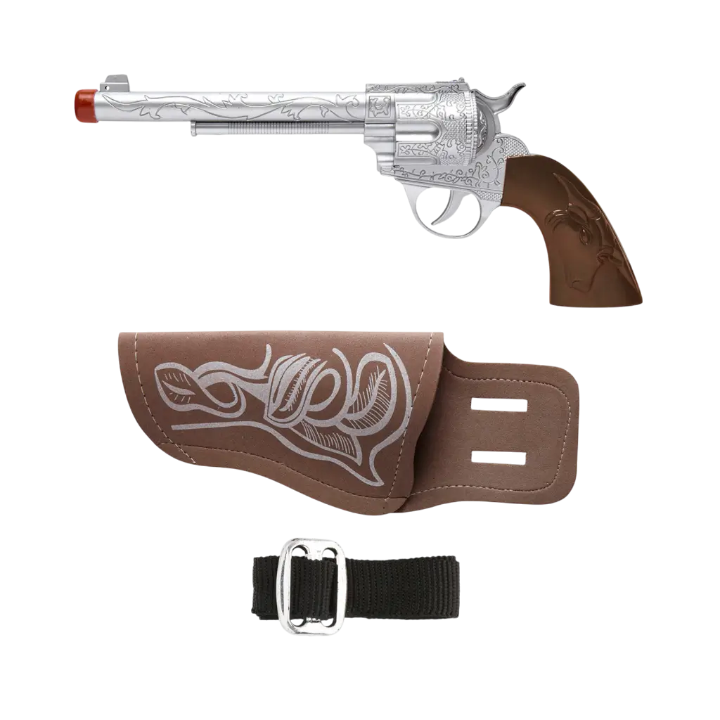 Pistola vaquera con funda y cinturón