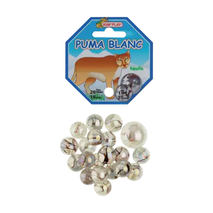 Juego de 20 canicas Puma blancas +1 gorra