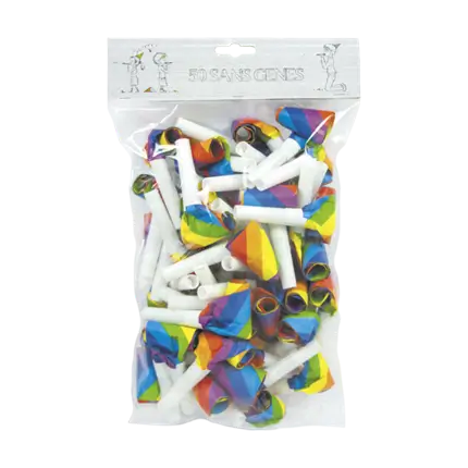 Paquete de 50 silbatos multicolores sin obstáculos