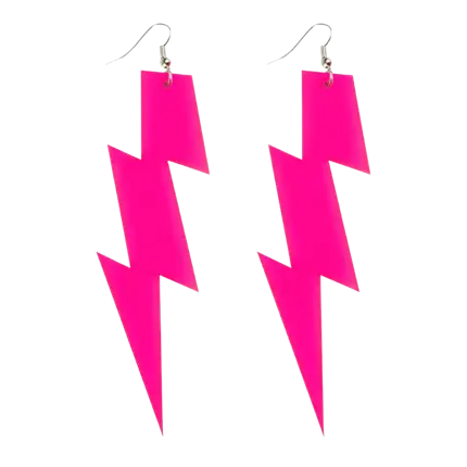 Pendientes Rayo Rosa - Noche fluorescente 80s