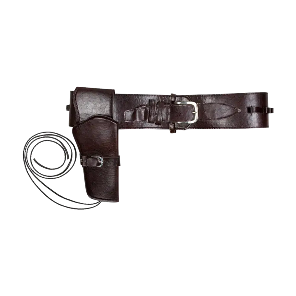 Cinturón de vaquero negro con funda y porta cartuchos – 114 cm
