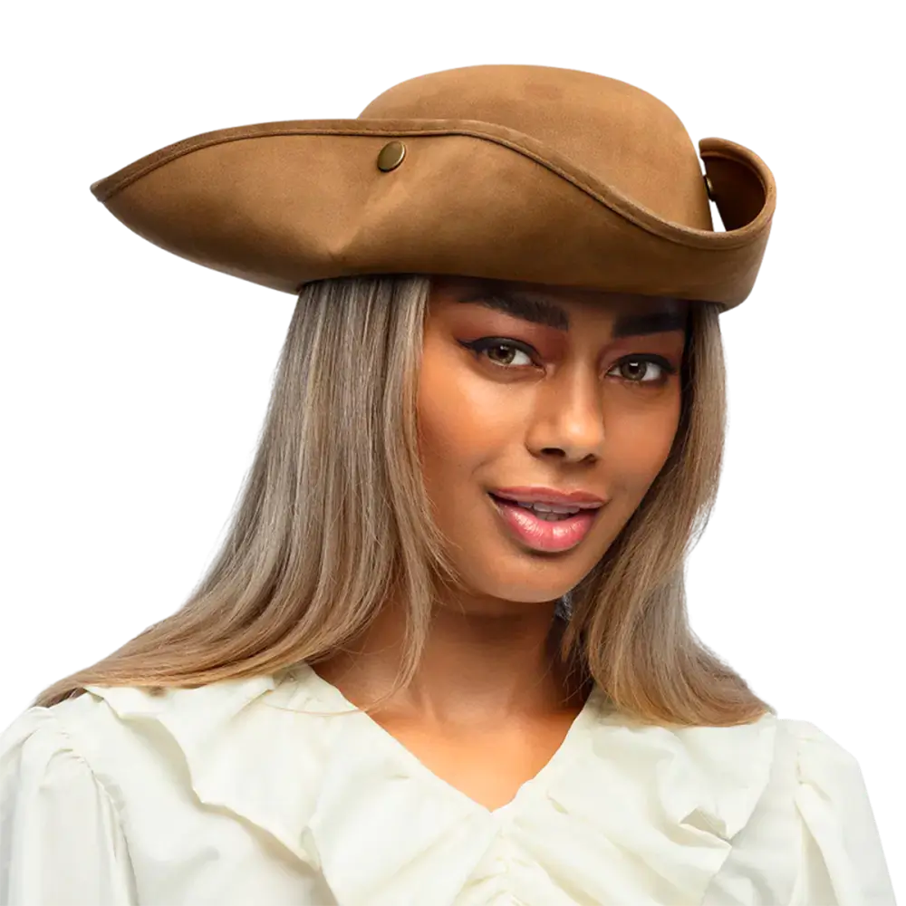 Sombrero tricornio pirata Charles con aspecto de cuero – 58 cm