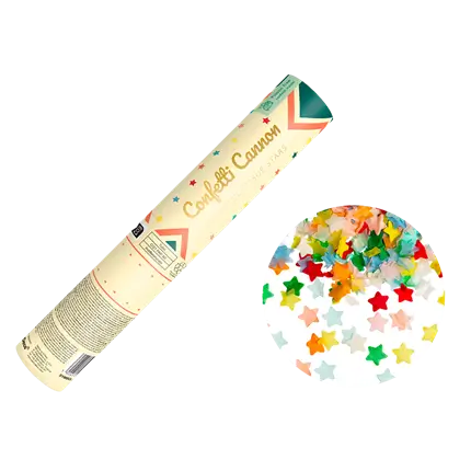 Cañón de confeti - Estrellas multicolores - 20 cm