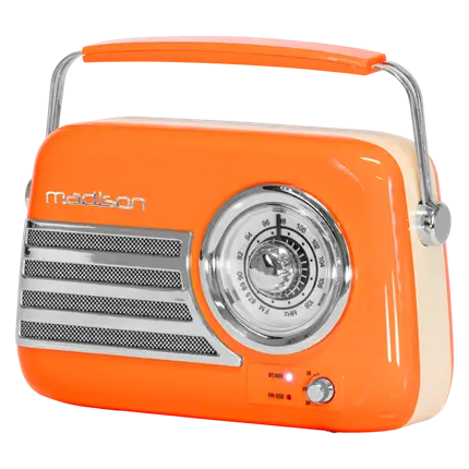 Vintage Radio Independiente con Bluetooth USB y FM 30W Naranja