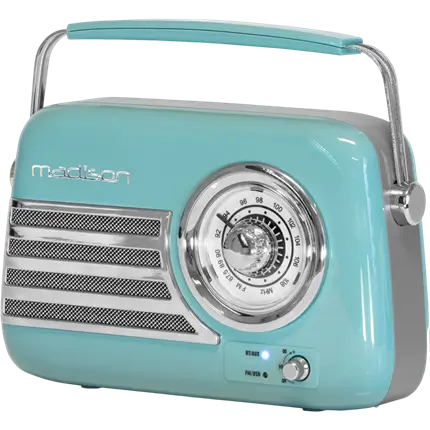 Radio Independiente Vintage con Bluetooth USB y FM 30W Azul