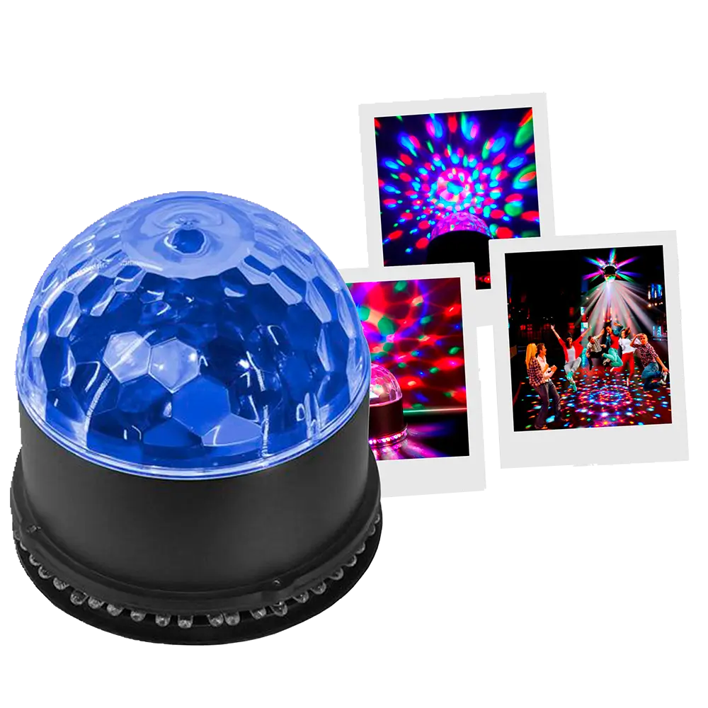 Juego de luces LED "SunBall" - 48 LED RGB, efectos Sol y bola de discoteca, modos automático y audio