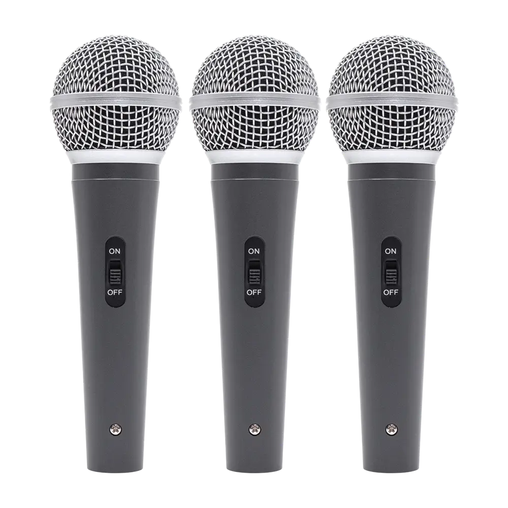 Micrófono dinámico "MIC 300" Mac Mah – Pack de 3 micrófonos con cable con maletín, pinzas, supercardioide, XLR