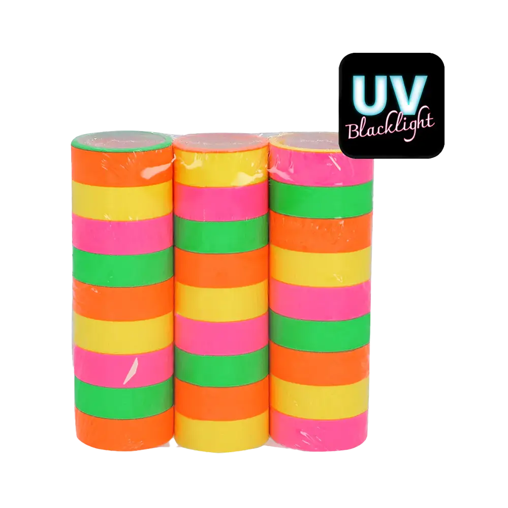Juego de 3 bobinas de papel - Neón fluorescente reactivo UV 4m
