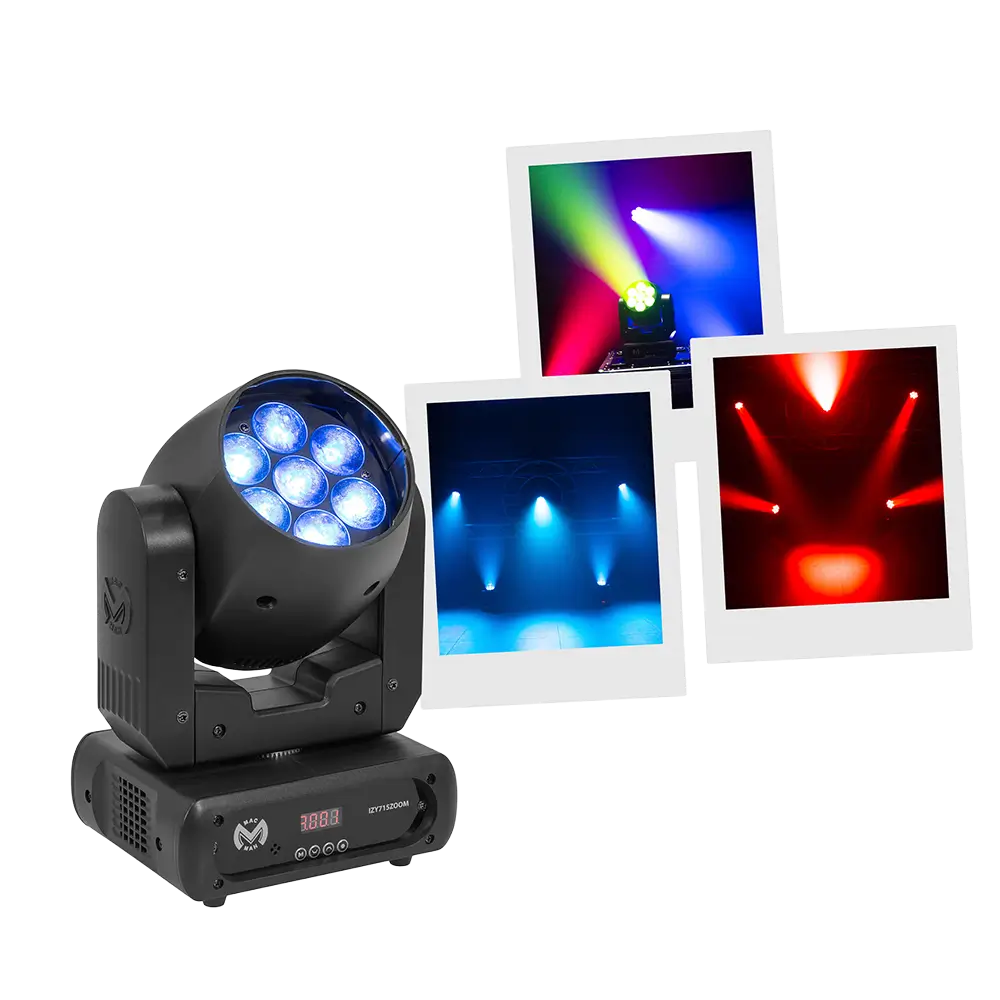Cabezal de lavado LED profesional, "IZY 715 Zoom" - estroboscopio y DMX - Mac Mah