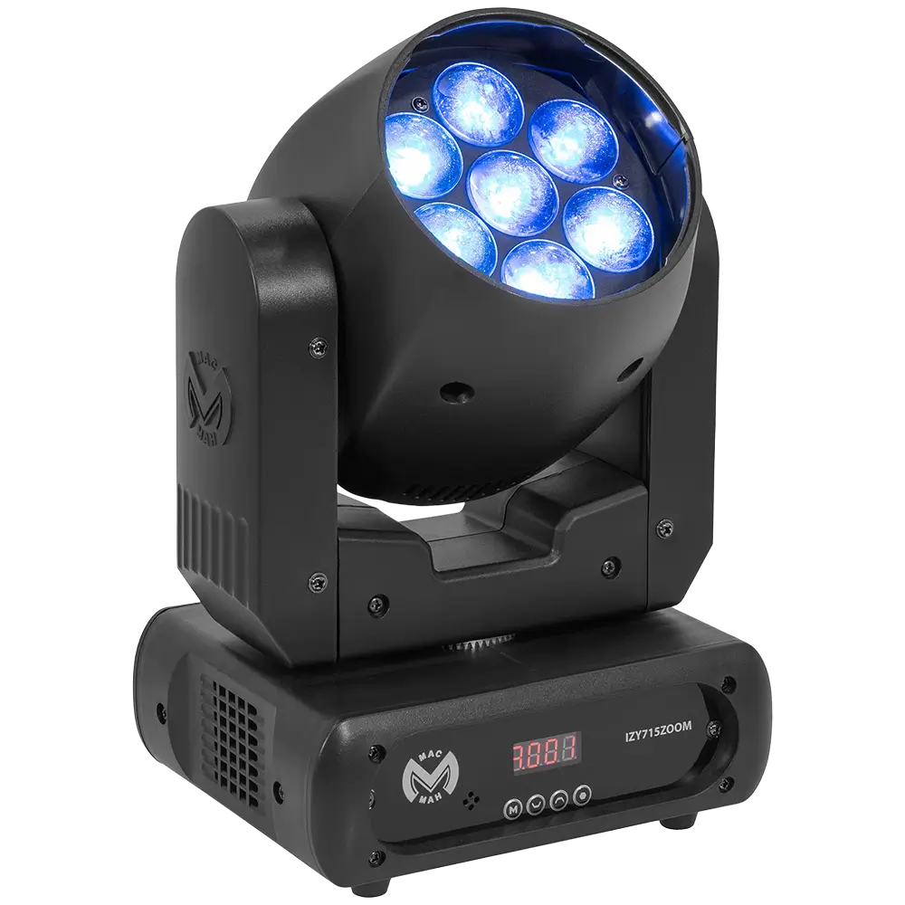 Cabezal de lavado LED profesional, "IZY 715 Zoom" - estroboscopio y DMX - Mac Mah