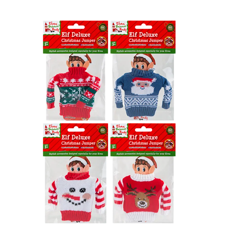 Disfraz de elfo con jersey de Navidad (Set de 4)