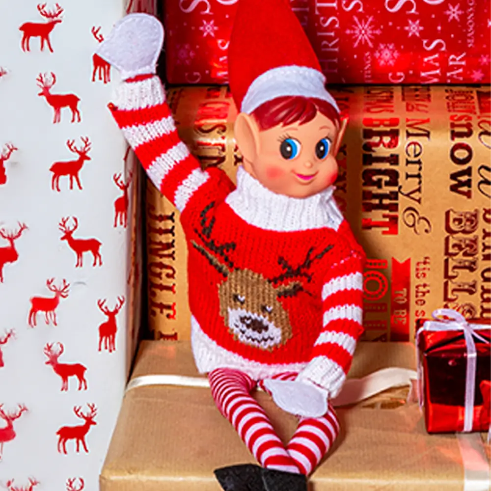 Disfraz de elfo con jersey de Navidad (Set de 4)