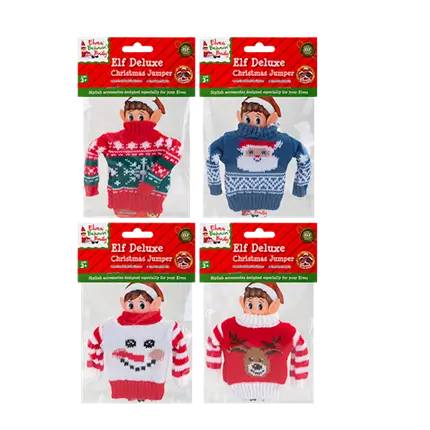 Disfraz de elfo con jersey de Navidad (Set de 4)