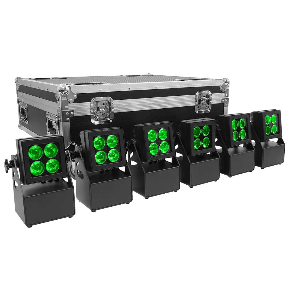 Evolite Tropikolor LED PAR luz 4x15W FC - alimentado por batería IP65 (x6)