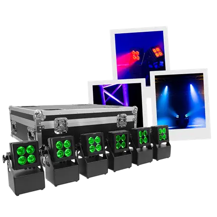 Evolite Tropikolor LED PAR luz 4x15W FC - alimentado por batería IP65 (x6)