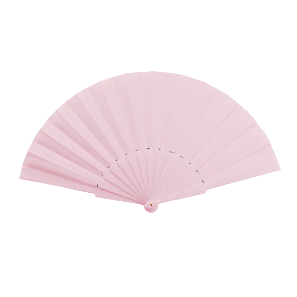 Abanico de tela rosa claro - 43cm