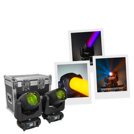 Pack de 2 proyectores de haz de luz de 100 W en flight case - Evo Beam 100 CR Set Evolite - Control DMX y LED multicolor