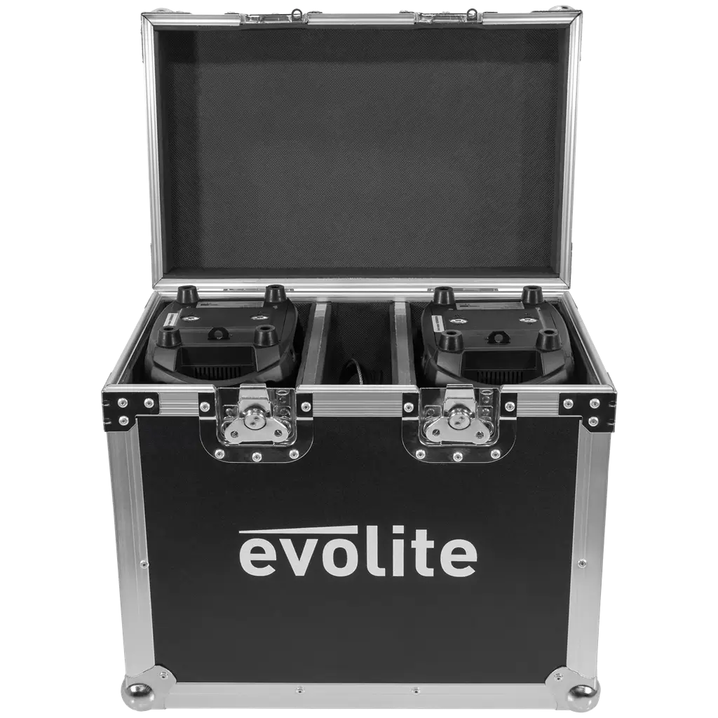 Pack 2 focos 100 W en flight case - Evo Spot 100 CR Set Evolite - LED multicolor y control DMX