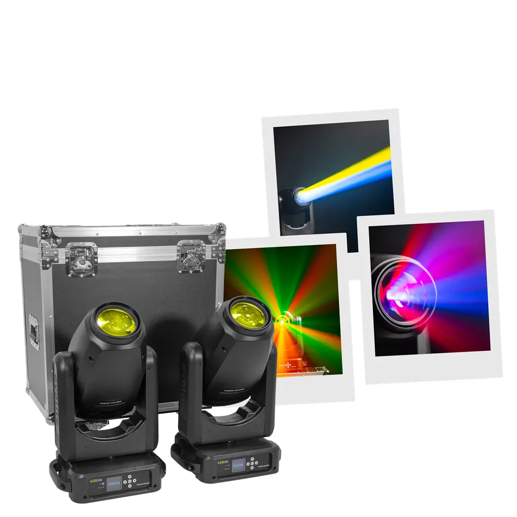 Pack de 2 proyectores híbridos 350 W en flight case - Fusion 350 BSW Set Evolite - Intelligent Beam, Spot & Wash