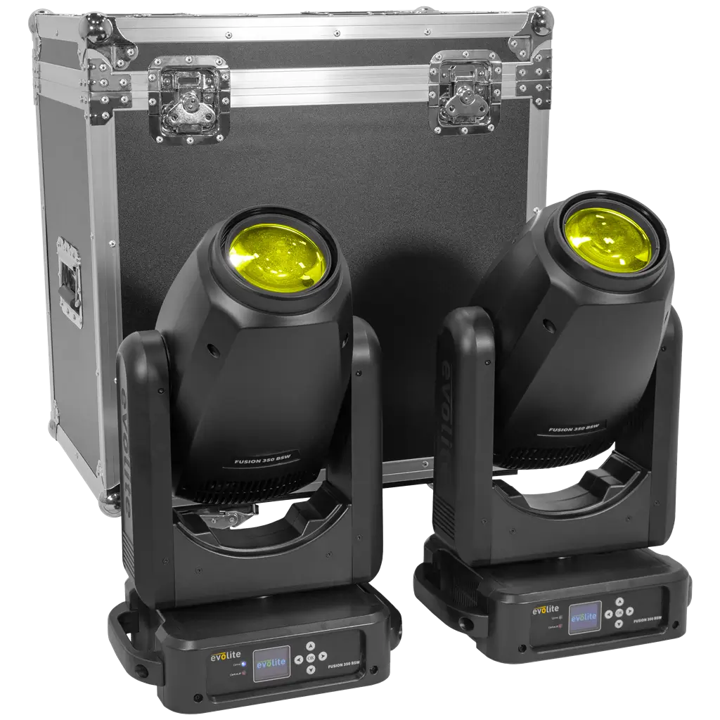 Pack de 2 proyectores híbridos 350 W en flight case - Fusion 350 BSW Set Evolite - Intelligent Beam, Spot & Wash
