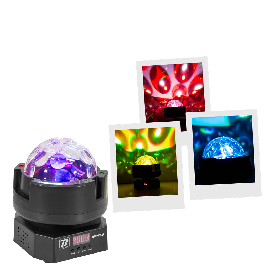 Proyector de efectos giratorio - BoomTone DJ spinner - LED multicolor & estroboscópico & control DMX