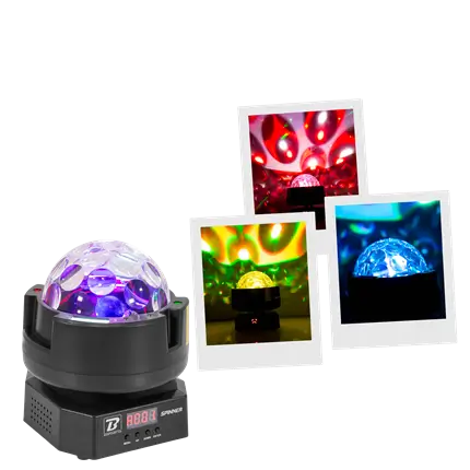 Proyector de efectos giratorio - BoomTone DJ spinner - LED multicolor & estroboscópico & control DMX