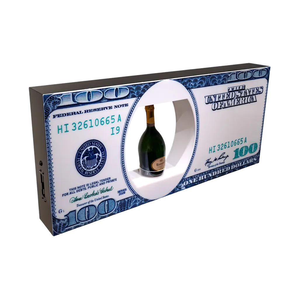 Ritual de servicio "Dollar" - Expositor de botellas VIP iluminado | By Sparklers®.