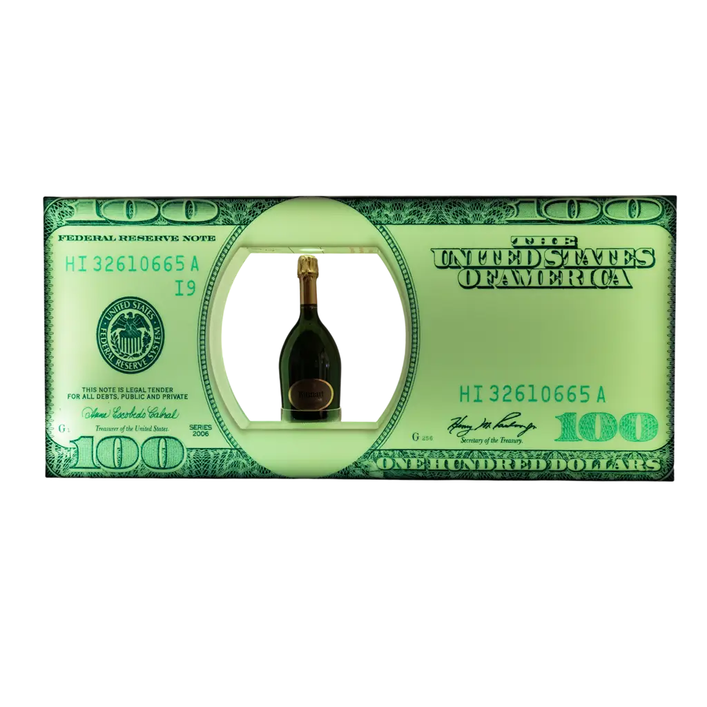 Ritual de servicio "Dollar" - Expositor de botellas VIP iluminado | By Sparklers®.