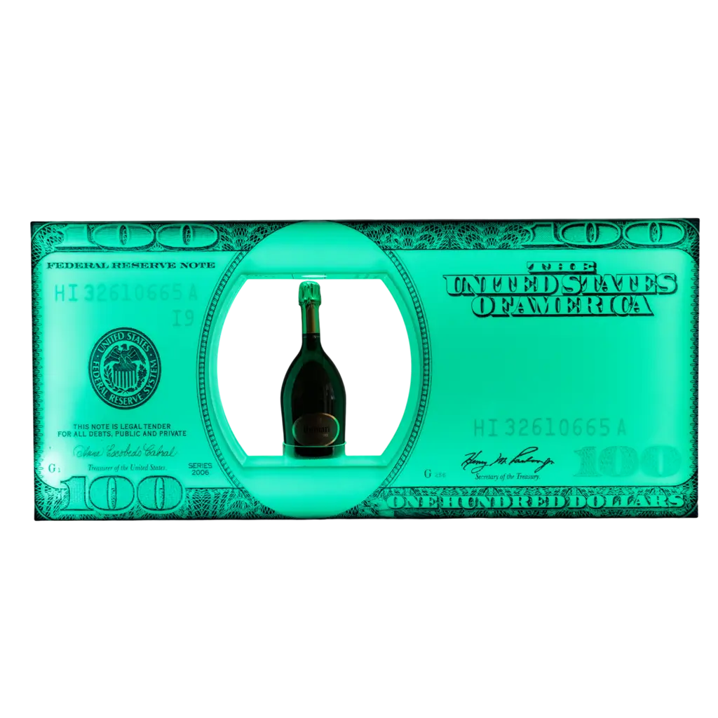 Ritual de servicio "Dollar" - Expositor de botellas VIP iluminado | By Sparklers®.