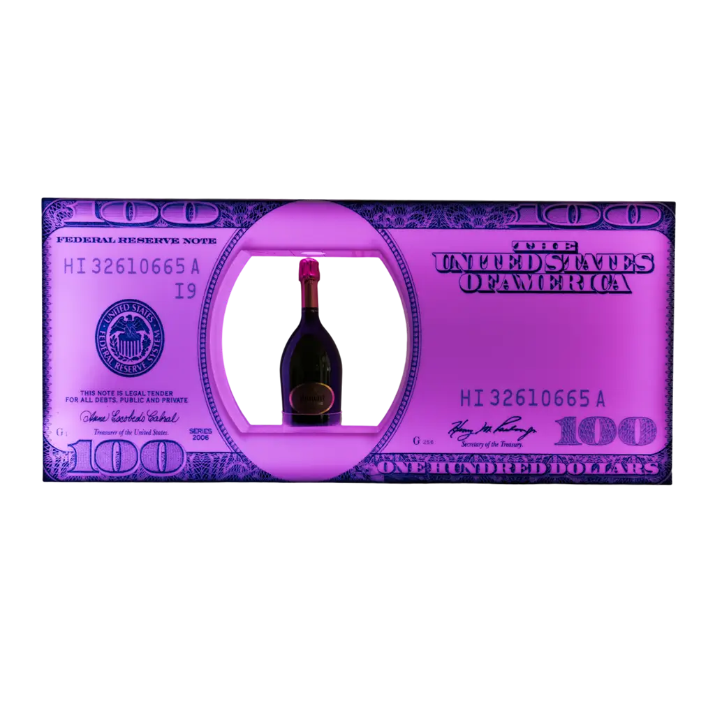 Ritual de servicio "Dollar" - Expositor de botellas VIP iluminado | By Sparklers®.