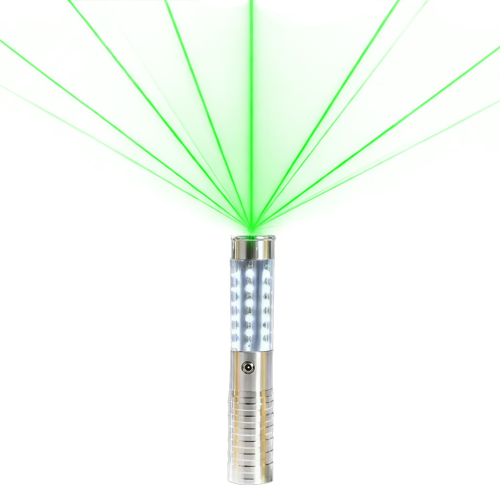 VIP Botella LED Plateada con Láser Verde - 24 cm