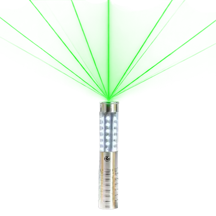 VIP Botella LED Plateada con Láser Verde - 24 cm