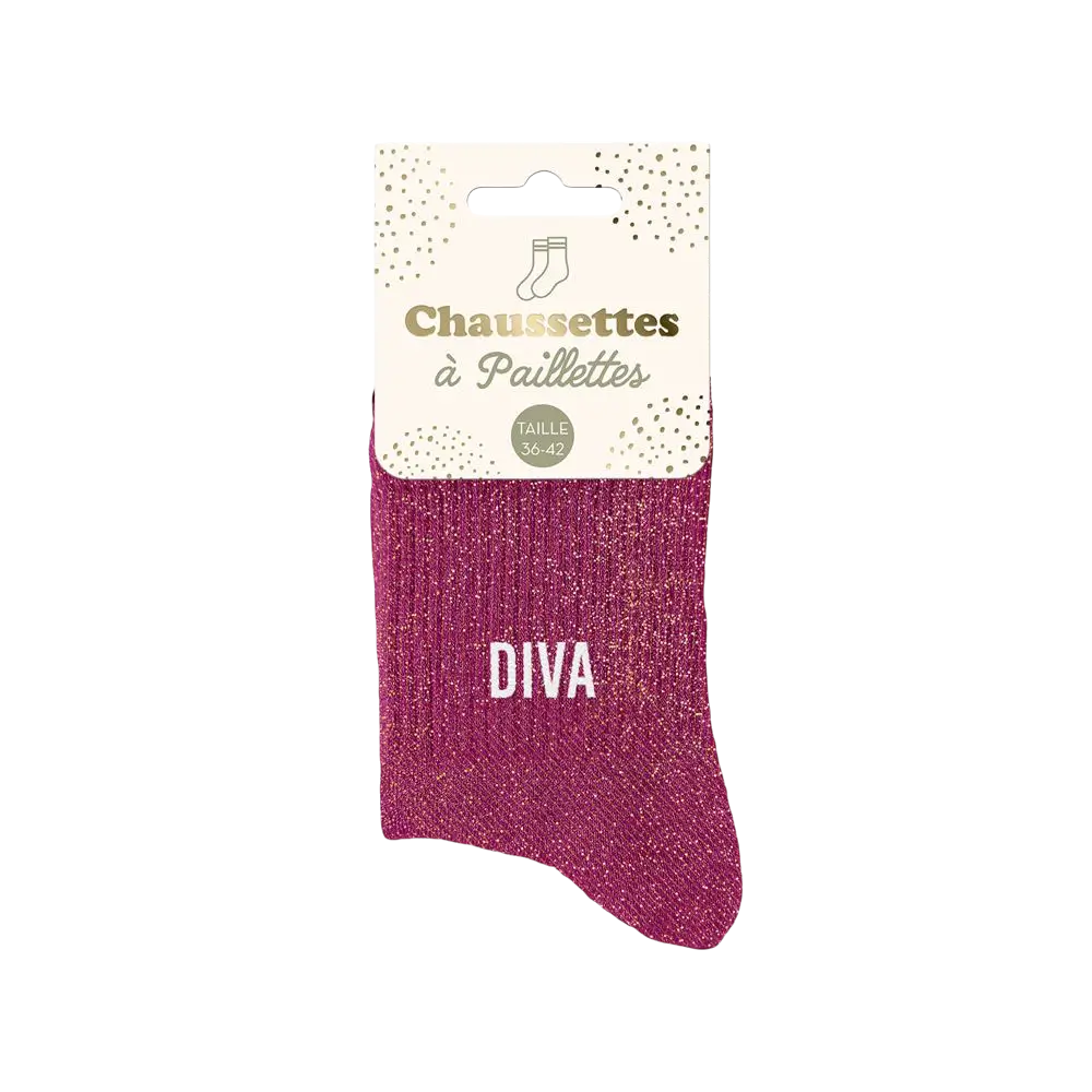 Calcetines diva purpurina - Talla única 36-42