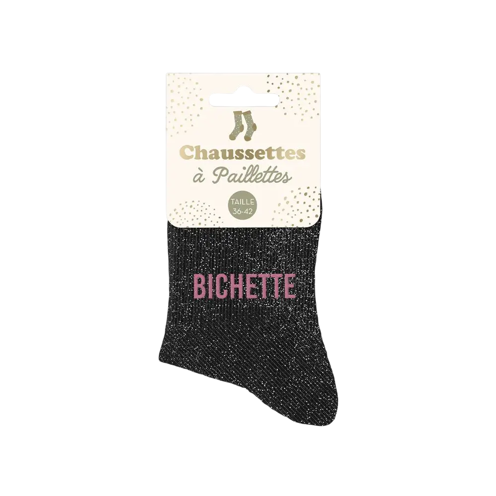 Calcetines negros con purpurina - Talla única 36-42