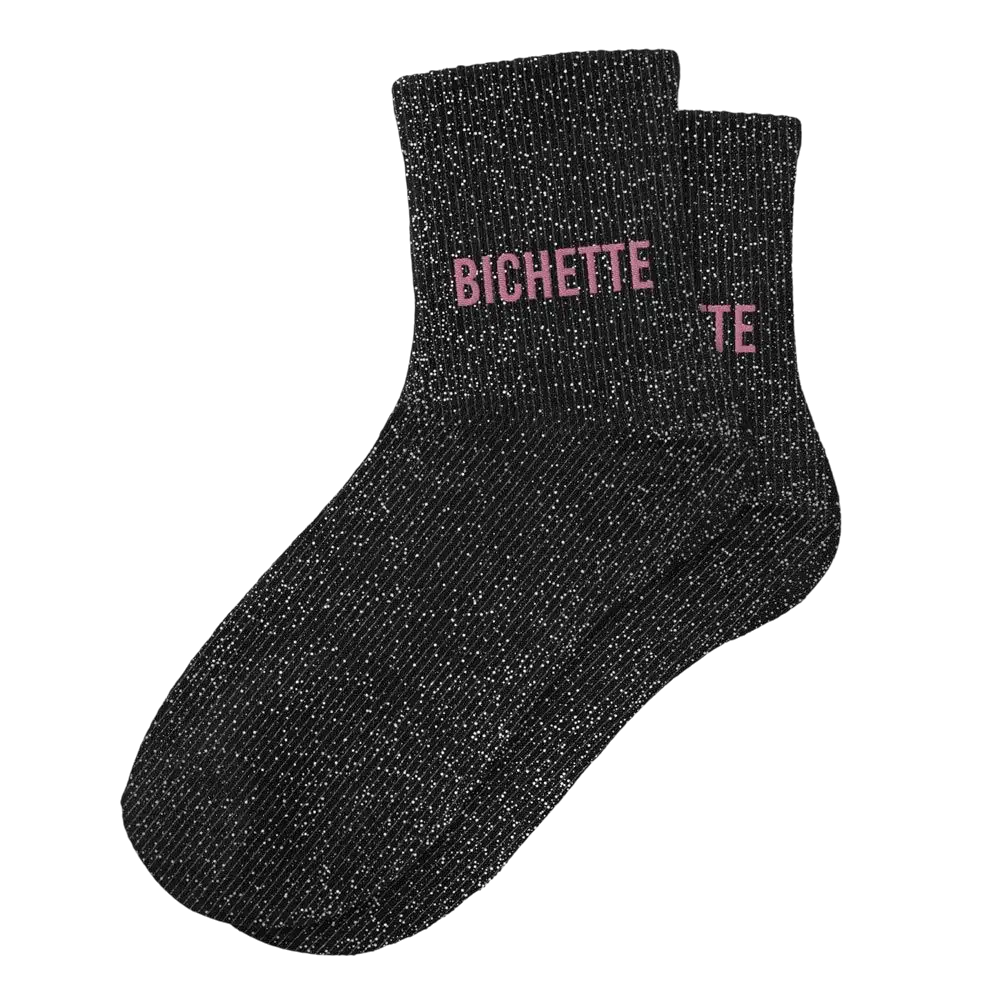 Calcetines negros con purpurina - Talla única 36-42