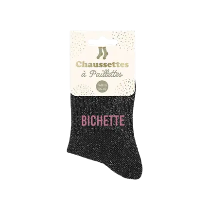 Calcetines negros con purpurina - Talla única 36-42