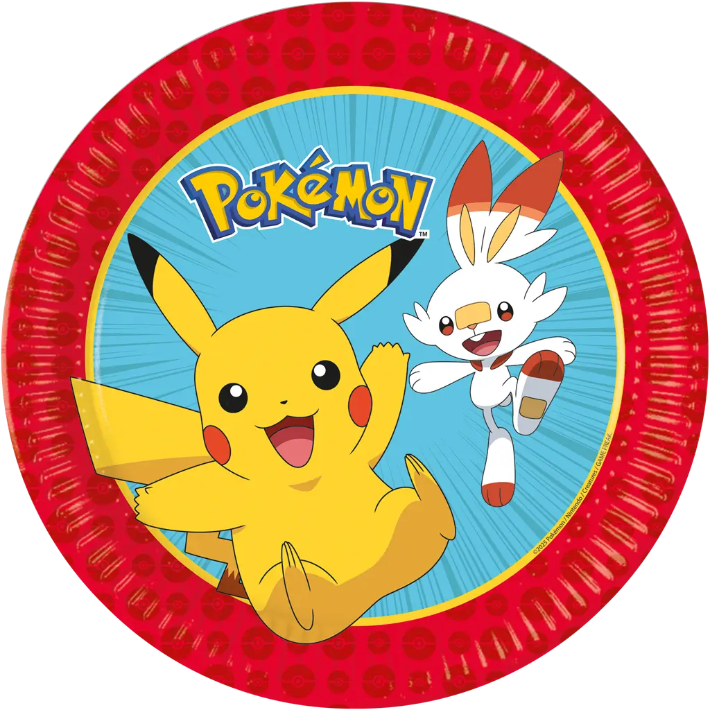 Plato de papel Pokémon ø23cm - Set de 8